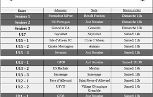 ⚪⚫ Programme du week-end des 25 et 26 septembre