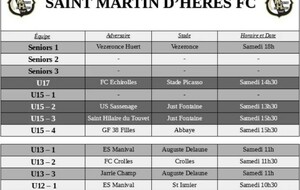 ⚪⚫ Programme du samedi 18 Décembre 