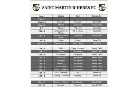 ⚪⚫ Programme du week-end des 2 et 3 octobre