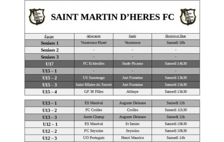 ⚪⚫ Programme du samedi 18 Décembre 