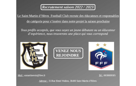 ⚪⚫ Recrutement saison 2022 / 2023