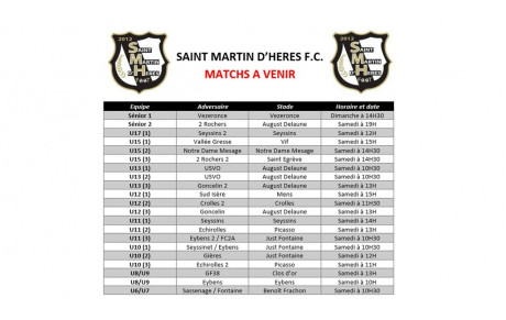 ⚪⚫ Programme du week-end des 12 et 13 Novembre