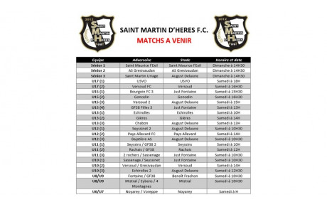 ⚪⚫ Programme du week-end des 26 et 27 Novembre