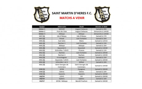 ⚪⚫ Programme du week-end des 03 et 04 Décembre