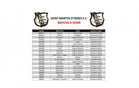 ⚪⚫ Programme du week-end des 10 et 11 Décembre